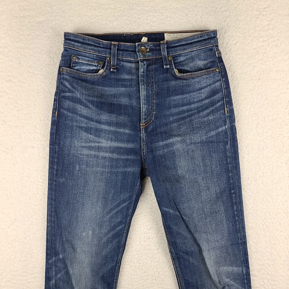 Rag Bone Jeans Womens 27x24 Blue Nina High Rise Skinny Fray Dark Wash‎ Denim - Picture 3 of 14